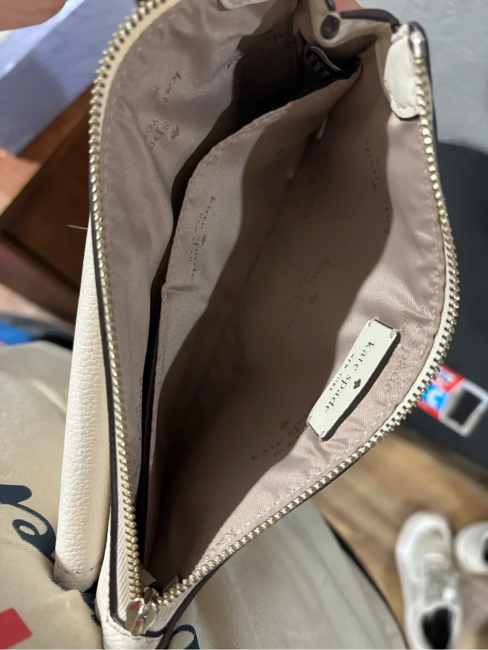 Kate Spade Leila Small Flap Crossbody Bag Light Sand Leather Purse K828 - Picture 4 of 6